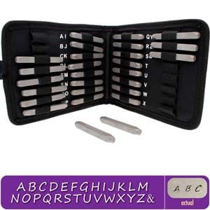 BeadsBalzar Beads & Crafts (LPS013) HANDWRITTEN UPPERCASE PUNCH 27PC SET W/CASE(2MM)