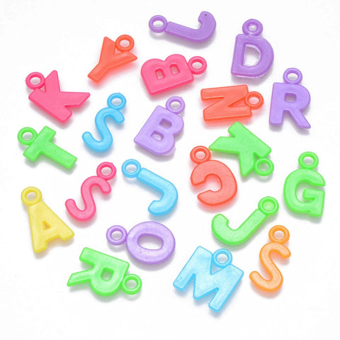 BeadsBalzar Beads & Crafts (LT7286) Opaque Acrylic Pendants, Mixed Letters, Random Mixed 21mm (20 GMS /  +- 60PCS)