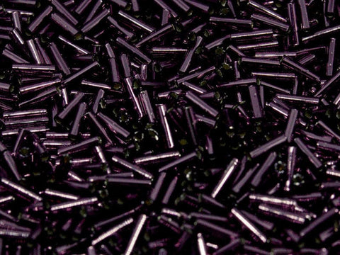 BeadsBalzar Beads & Crafts (MB2-0013) MIYUKI BUGLES #2 - 6 X 1,7 MM SILVER LINED DK.AMETHYST (20 GMS)