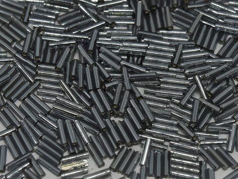BeadsBalzar Beads & Crafts (MB2-0021) MIYUKI BUGLES #2 - 6 X 1,7 MM SILVER LINED GREY (20 GMS)