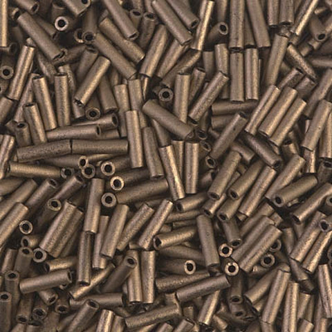 BeadsBalzar Beads & Crafts (MB2-2006) MIYUKI BUGLES #2 - 6 X 1,7 MM MATTED METALLIC DK.BRONZE