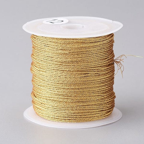 BeadsBalzar Beads & Crafts (MC7013-03B) Metallic Cord, Gold 0.8mm (25 METS)