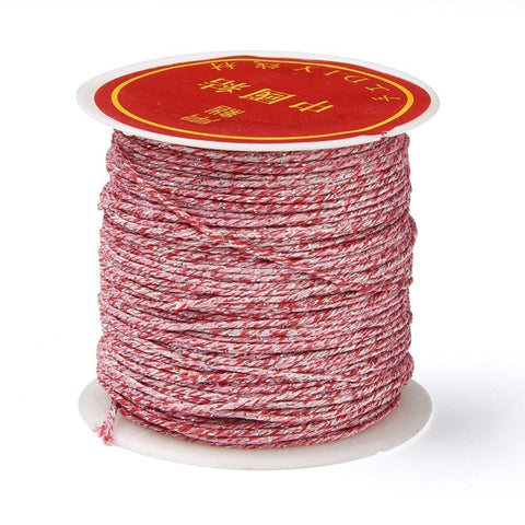BeadsBalzar Beads & Crafts (MC8205-01F) 8-Ply Metallic Cord for Jewelry Making, Red Size: about 0.8mm (25 MTRS)
