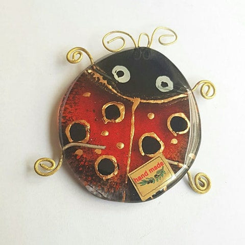 BeadsBalzar Beads & Crafts (MFH-08X-09X) HAND MADE GLASS ART LADYBIRD  (7CM X 6CM) (CHOOSE SIZE)