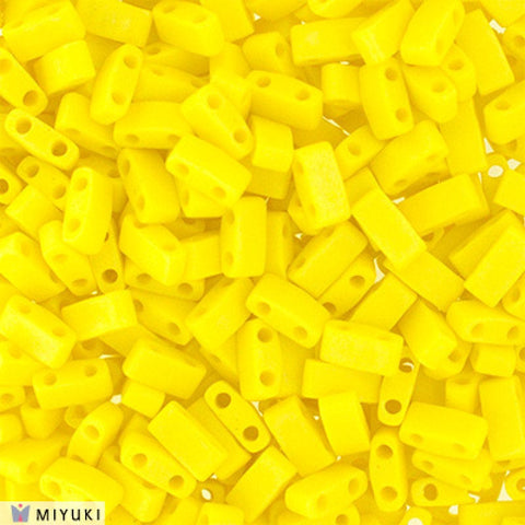 BeadsBalzar Beads & Crafts (MHT-0404FR) MIYUKI HALF TILA BEADS OPAQUE YELLOW MATTED AB (7.1 GMS)