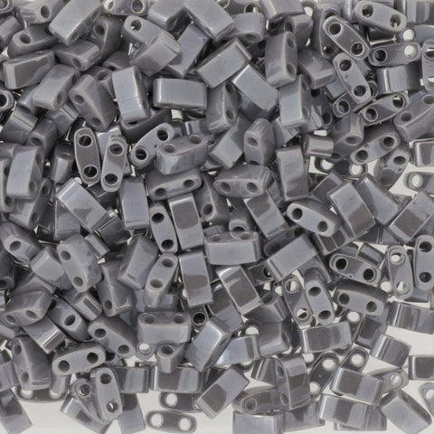 BeadsBalzar Beads & Crafts (MHT-0443) HALF TILA BEADS OPAQUE GREY LUSTER (7.1 GMS)