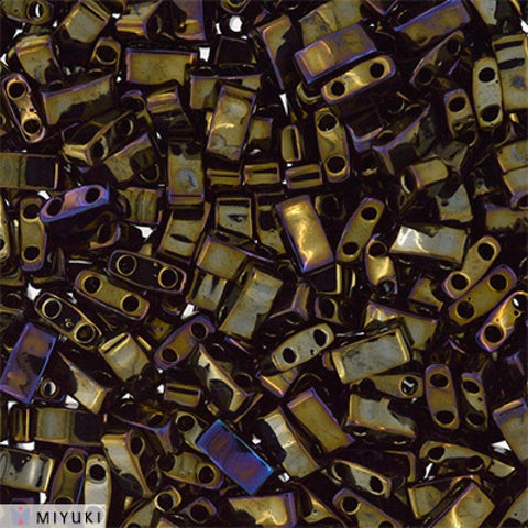 BeadsBalzar Beads & Crafts (MHT-0458) MIYUKI HALF TILA BEADS METALLIC BROWN IRIS (7.1 GMS)