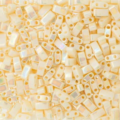 BeadsBalzar Beads & Crafts (MHT-0486) MIYUKI HALF TILA BEADS IVORY PEARL CEYLON AB (7.1 GMS)