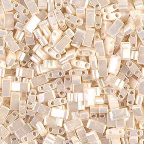 BeadsBalzar Beads & Crafts (MHT-0592) MIYUKI HALF TILA BEADS ANTIQUE IVORY PEARL CEYLON (7.1 GMS)