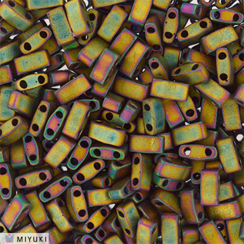 BeadsBalzar Beads & Crafts (MHT-2035) MIYUKI HALF TILA BEADS MATTED METALLIC KHAKI IRIS (7.1 GMS)