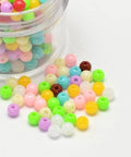 BeadsBalzar Beads & Crafts MIX COLORS (AB8547-LM) (AB8547-X) Round Opaque Acrylic Spacer Beads, 4mm  (10 GMS  / +-300 PCS)