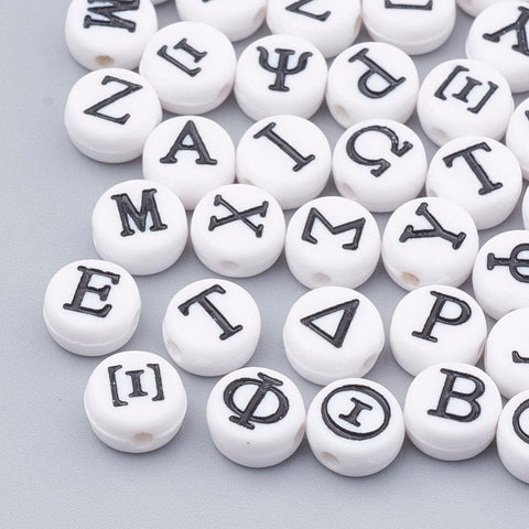 BeadsBalzar Beads & Crafts Mixed bag (15gms - about 100pcs) (LE6421) Acrylic Beads, Greek Alphabet,7mmx4mm (15 gms/+/-100 pcs)