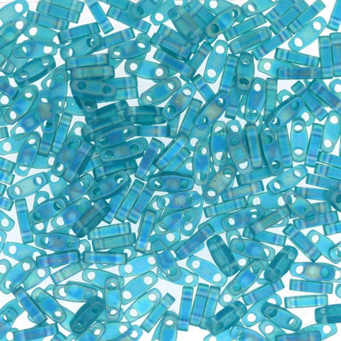BeadsBalzar Beads & Crafts (MQT-2405FR) MIYUKI QUARTER TILA BEADS MATTED TRANSP TEAL AB (7.1 GMS)