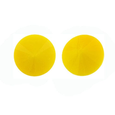BeadsBalzar Beads & Crafts (MR14-RV050 OPAQUE YELLOW (MR14-RVX) CZECH RIVOLI 14MM MATUBO (2PCS)