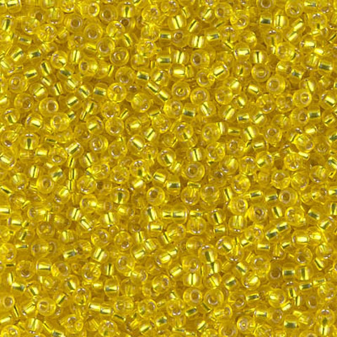 BeadsBalzar Beads & Crafts (MSB11-0006-250G) MIYUKI SEED BEADS 11/0 SILVER LINED YELLOW (250 GMS)