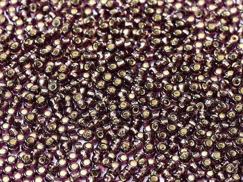 BeadsBalzar Beads & Crafts (MSB11-0013) MIYUKI SEED BEADS 11/0 SILVER LINED DK.AMETHYST (25 GMS)