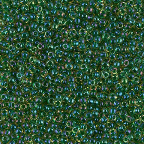 BeadsBalzar Beads & Crafts (MSB11-0331) MIYUKI SEED BEADS 11/0 EMERALD LINED LT.TOPAZ AB