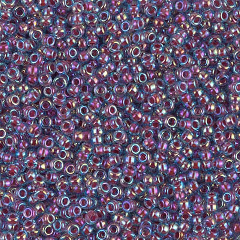 BeadsBalzar Beads & Crafts (MSB11-0340) MIYUKI SEED BEADS 11-0 HOT PINK LINED AQUA AB (25GMS)