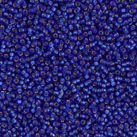 BeadsBalzar Beads & Crafts (MSB15-0020F) MIYUKI SEED BEADS 15/0 MATTED SILVER LINED COBALT (10 GMS)