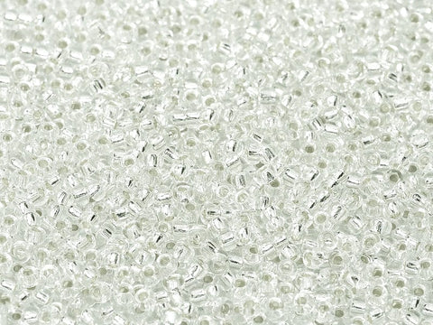 BeadsBalzar Beads & Crafts (MSB8-0001-250G) MIYUKI SEED BEADS 8-0 CRYSTAL SILVER LINED (250 GMS)