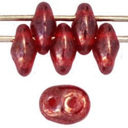 BeadsBalzar Beads & Crafts (MSD-90080) CZECH SUPERDUO 2X5MM  LUSTER SIAM RUBY