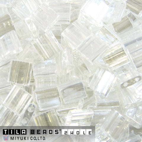 BeadsBalzar Beads & Crafts (MTL-0160) MIYUKI TILA BEADS CRYSTAL LUSTERED (7.1 GMS)