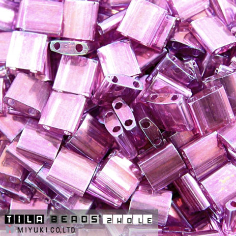 BeadsBalzar Beads & Crafts (MTL-0316) MIYUKI TILA BEADS LT.AMETHYST GOLD LUST (7.1 GMS)