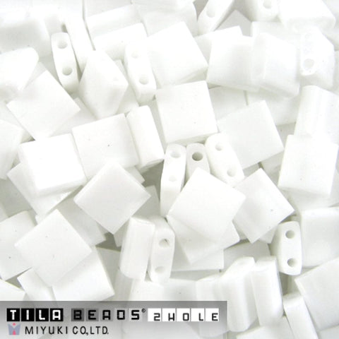 BeadsBalzar Beads & Crafts (MTL-0402) MIYUKI TILA BEADS WHITE OPAQUE (7.1 GMS)