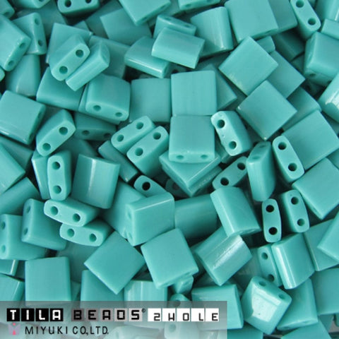 BeadsBalzar Beads & Crafts (MTL-0412) MIYUKI TILA BEADS OPAQUE TURQUOISE GREEN (7.1 GMS)