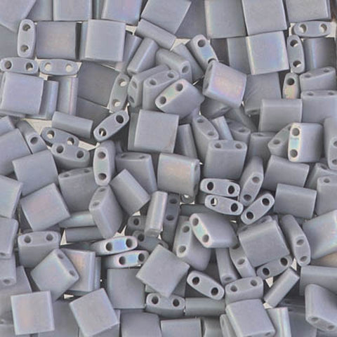 BeadsBalzar Beads & Crafts (MTL-0498FR) MIYUKI TILA BEADS OPAQUE CEMENT GREY MATTED AB