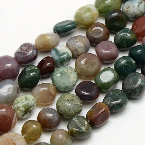 BeadsBalzar Beads & Crafts NAT.INDIAN AGATE (BG4145-01) (BG4145-X) Natural Obsidian Nuggets  8-12mm (1 STR)