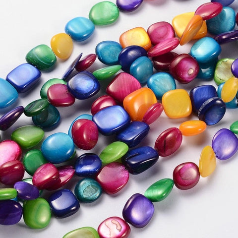BeadsBalzar Beads & Crafts (NS7193) Natural Freshwater Shell Beads Strands, Dyed, Chip, Mixed 6~10mm