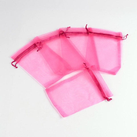BeadsBalzar Beads & Crafts (OB1911C) VIOLET RED (OB1911C) (OB1911X) Organza Bags, Rectangle,10X15cm long  (10 PCS)