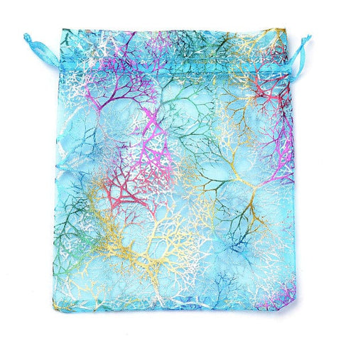 BeadsBalzar Beads & Crafts (OB7022B) Organza Gift Bags, Drawstring Bags, DarkTurquoise 9 X12cm (10 PCS)