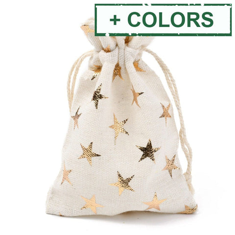 BeadsBalzar Beads & Crafts (OB7732-X) Christmas Theme Cotton Fabric Cloth Bag, 10x14cm (4 PCS)