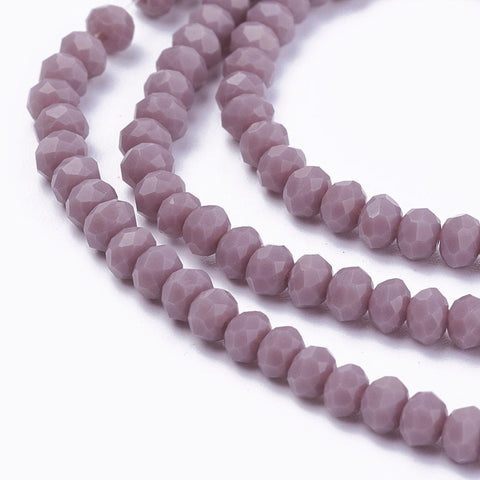 BeadsBalzar Beads & Crafts OLD ROSE (BE5216-15A) (BE5216-15) Faceted Solid Color Glass Rondelle Beads, 3~3.5mm (1 STR)