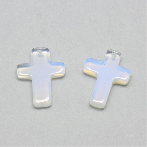 BeadsBalzar Beads & Crafts Opalite Pendants, Cross Size: 24MM (CR5002)