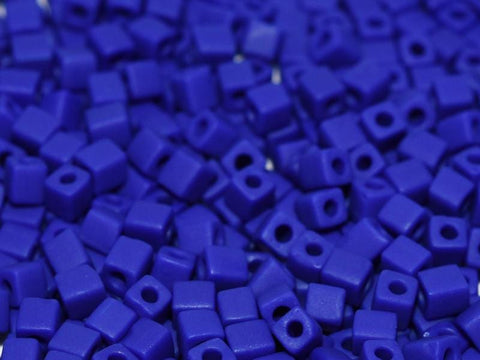 BeadsBalzar Beads & Crafts OPAQUE COBALT MATTED (SB3-0414F) (SB3-X) MIYUKI SQUARE BEADS 3 MM (10 GMS)