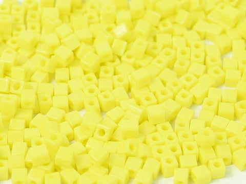 BeadsBalzar Beads & Crafts OPAQUE YELLOW (SQB0404) (SQB-X) MIYUKI SQUARE BEADS 3 MM (10 GMS)