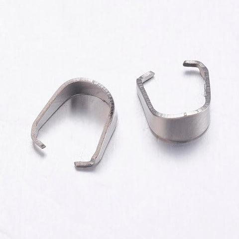 BeadsBalzar Beads & Crafts (PB6418A) 304 Stainless Steel Pinch Bails, 6.5mm long, 6mm wide, 3mm thick. (20 PCS)