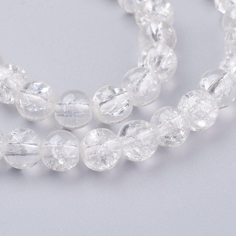 BeadsBalzar Beads & Crafts (PB7259-01) CLEAR (PB7259-X) Spray Painted Crackle Glass Beads , Round, 6mm