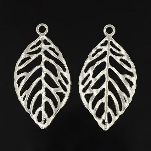 BeadsBalzar Beads & Crafts (PE4592) ALLOY LEAF PENDANT 49x27mm (5 pcs)