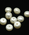 BeadsBalzar Beads & Crafts (PE5350) Grade ANatural Pearl Beads, Half Drilled, Flat Round, White  about 9~9.5mm (2 PCS)