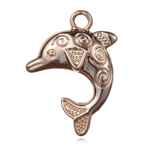 BeadsBalzar Beads & Crafts (PE5605) Alloy Dolphin Pendants, Golden 22mm wide
