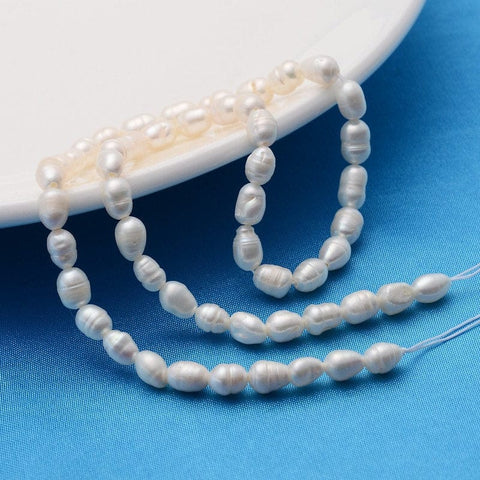 BeadsBalzar Beads & Crafts (PE5746-X) Grade A Natural Freshwater Pearl Strands, White