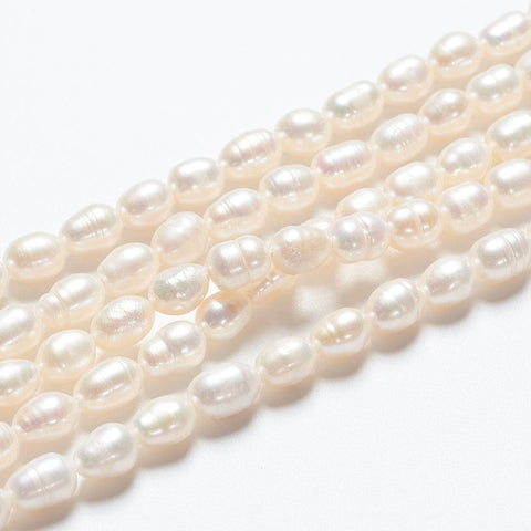 BeadsBalzar Beads & Crafts (PE5746-X) Grade A Natural Freshwater Pearl Strands, White
