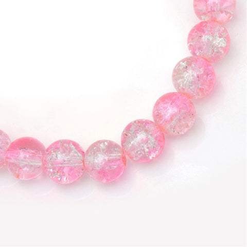 BeadsBalzar Beads & Crafts PINK (CB7258-02) (CB7258-16) Baking Painted Crackle Glass BeadS, Round, Blue 4mm