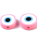 BeadsBalzar Beads & Crafts PINK (CE7884-07D) (CE7884-X) Handmade Polymer Clay Beads,  Evil Eye,10.5~12.5mm (40 PCS)