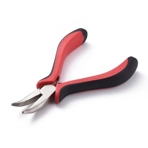 BeadsBalzar Beads & Crafts (PL7600) Carbon Steel Jewelry Pliers, Bent Nose Pliers, Serrated Jaw (1 PC)