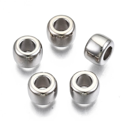 BeadsBalzar Beads & Crafts PLATINUM (AB8232-P) (AB8232-X) CCB Plastic European Beads, Large Hole Beads, Column, 8mm (20 GMS / +- 70 PCS)